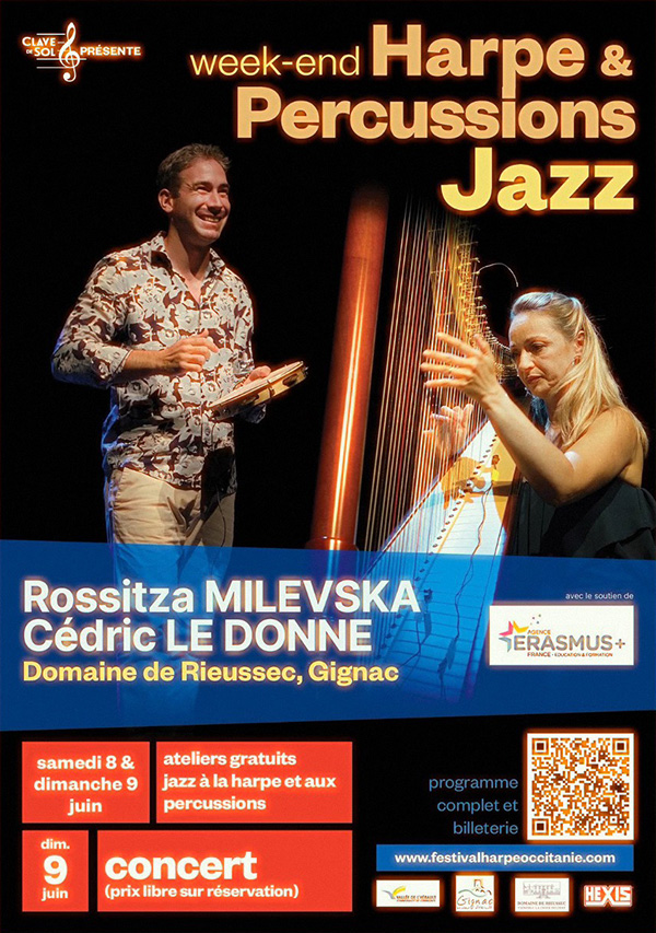 Weekend concert et ateliers de harpe et percussions jazz avec Rossitza Milevska et Cédric Le Donne